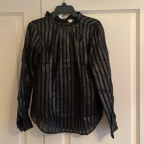 J. Crew Tops - Metallic chiffon mock neck top